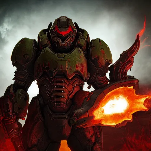 Image similar to doom slayer from doom eternal, photography