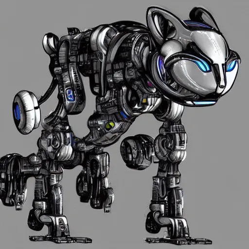 Image similar to Sci-fi ultradetailed mech robot cat