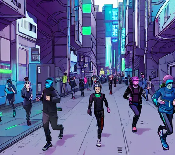 Image similar to cyberpunk netrunners, street level