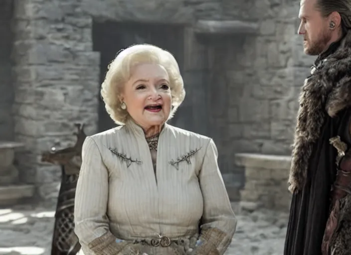 Image similar to a screenshot of betty white in an episode of game of thrones