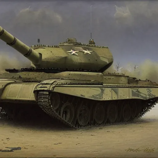 Prompt: us army tank by ferdinand knab