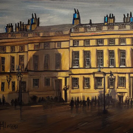 Prompt: A painting of ten downing street in the year 2010, 4k Ultra HD