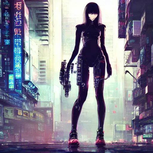 Image similar to ultra realistic beautiful cyberpunk kowloon techno art, beautiful alluring anime teen, art by wlop and artgerm and greg rutkowski, ilya kuvshinov, yoji shinkawa, intricate, elegant, sharp focus, illustration, highly detailed, concept art, matte, trending on artstation, anime, beautiful sunlight and shadows