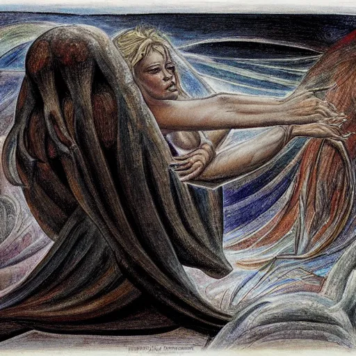 Prompt: disasterpiece days of noah in the style of william blake, terese nielsen, isolde