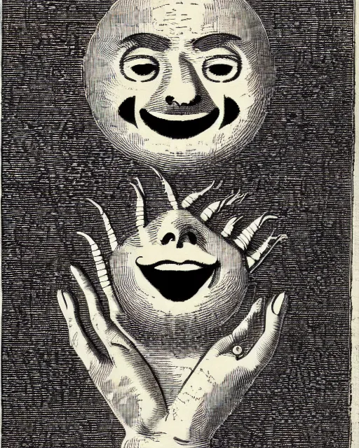 Prompt: illustration of emoji from the dictionarre infernal, etching by louis le breton, 1 8 6 9, 1 2 0 0 dpi scan