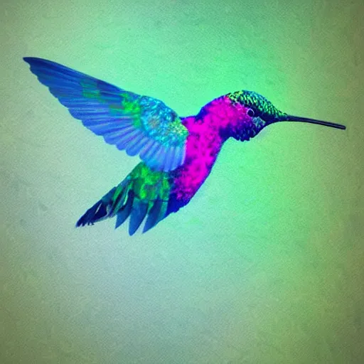 Prompt: islife tearing reflecting hummingbird submerged transparent crystallidigitalart