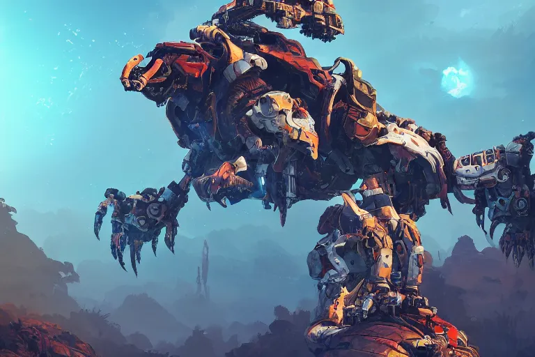 Image similar to burrower machine mecanical creature robot of horizon forbidden west horizon zero dawn bioluminiscence global illumination ray tracing hdr fanart arstation by ian pesty and alena aenami artworks in 4 k