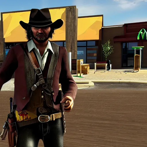 Image similar to John Marston at a McDonalds