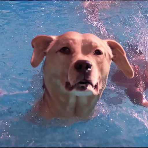 Image similar to dewey goes for a swim, cinematic, ultrarealism, 8 k