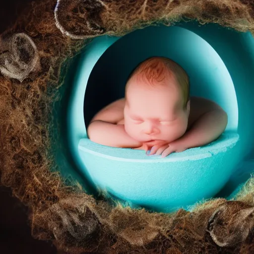 Image similar to baby mermaid hatching out of an egg, realistic photography, high detailed