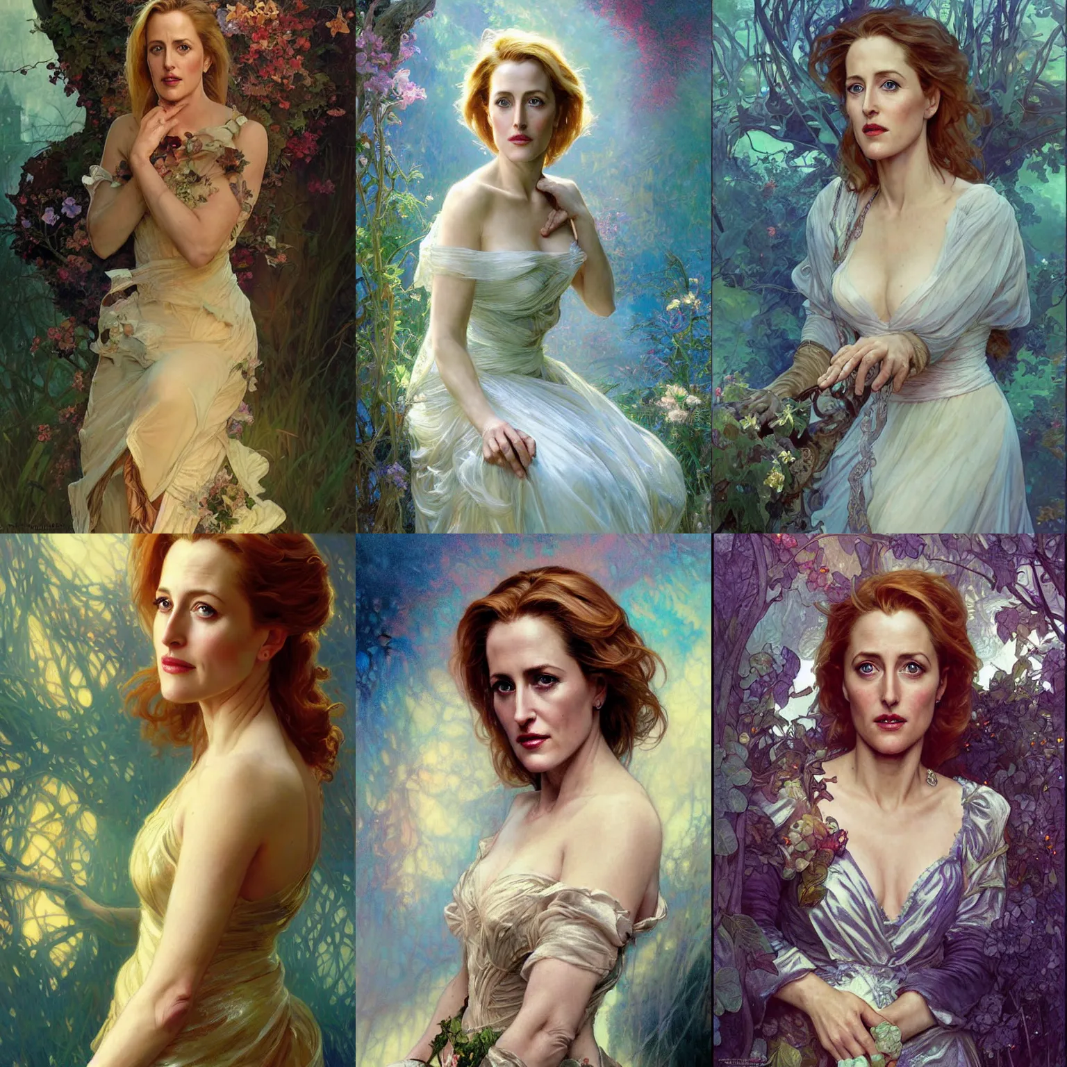 Prompt: young gillian anderson portrait, fantasy, elegant, intricate, by stanley artgerm lau, greg rutkowski, thomas kindkade, alphonse mucha, loish, norman rockwell