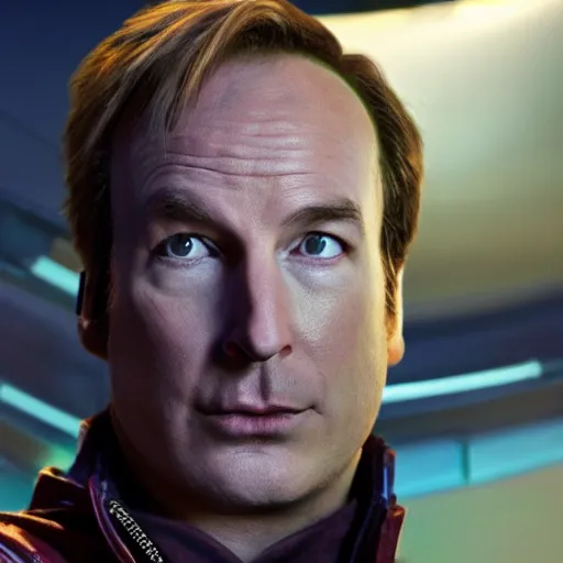 Image similar to Bob Odenkirk as Star Lord from Guardians of the Galaxy, photorealistic, cinematic lighting,