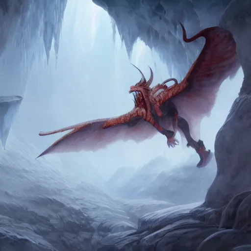 Prompt: demon with wings extended in the ice cave. greg rutkowski. boris vallejo. color grading lut 3 8 4 0 x 2 1 6 0