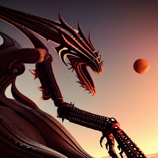 Image similar to worm's eye view from the floor, looking up, at a highly detailed 300 foot tall giant exquisite beautiful female warframe, as an anthropomorphic robot dragon, posing elegantly over your tiny form, camera looking up from the ground, at the beach on a sunset, sleek streamlined design, streamlined matte black armor, sharp detailed claws, detailed sharp robot dragon feet, giantess shot, upward shot, ground view shot, front shot, cinematic shot, high quality warframe fanart, captura, realistic, professional digital art, high end digital art, furry art, giantess art, anthro art, DeviantArt, artstation, Furaffinity, 8k HD render, epic lighting