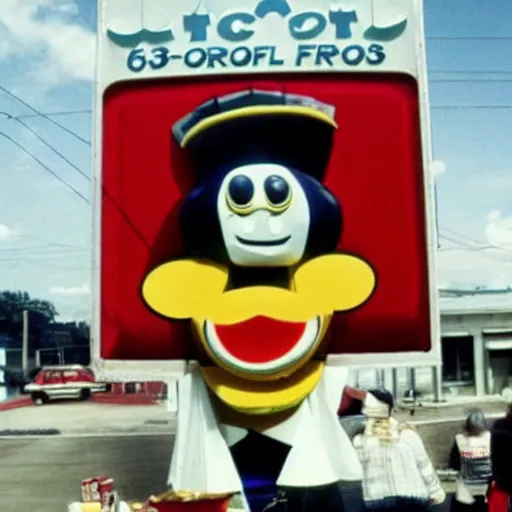 Image similar to The mascot for a once-popular fast food chain, 1980