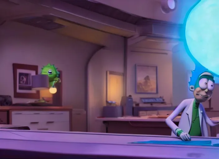 Prompt: film still of rick sanchez in the new pixar scifi movie 4 k,,,,,,,,,,,,,,,,,,,,,,,,,, rick and morty