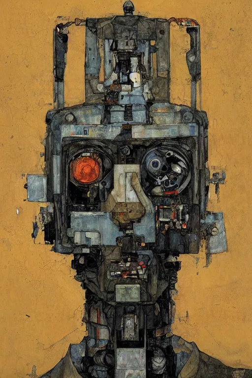 Prompt: portrait of a robot by egon schiele and greg rutkowski