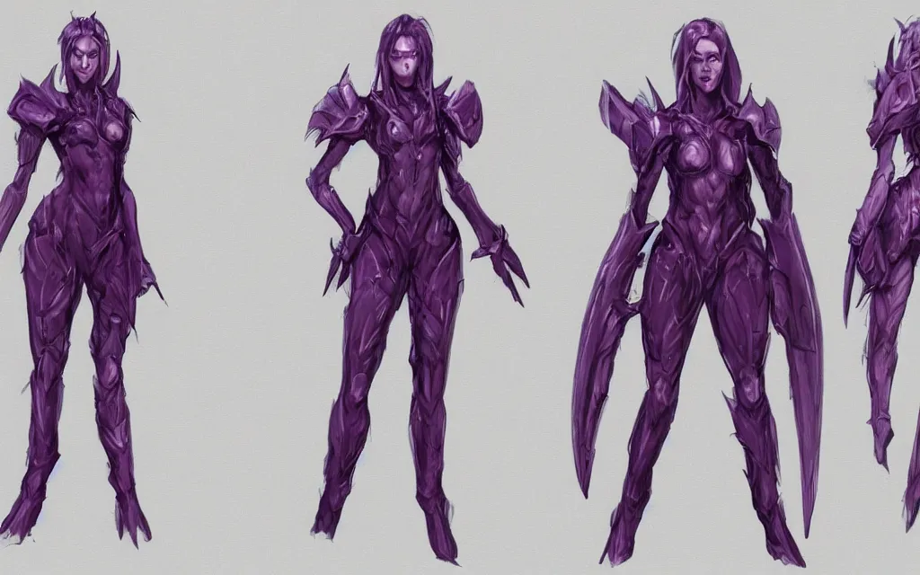 Image similar to valorant, concept art, purple, female, HD,