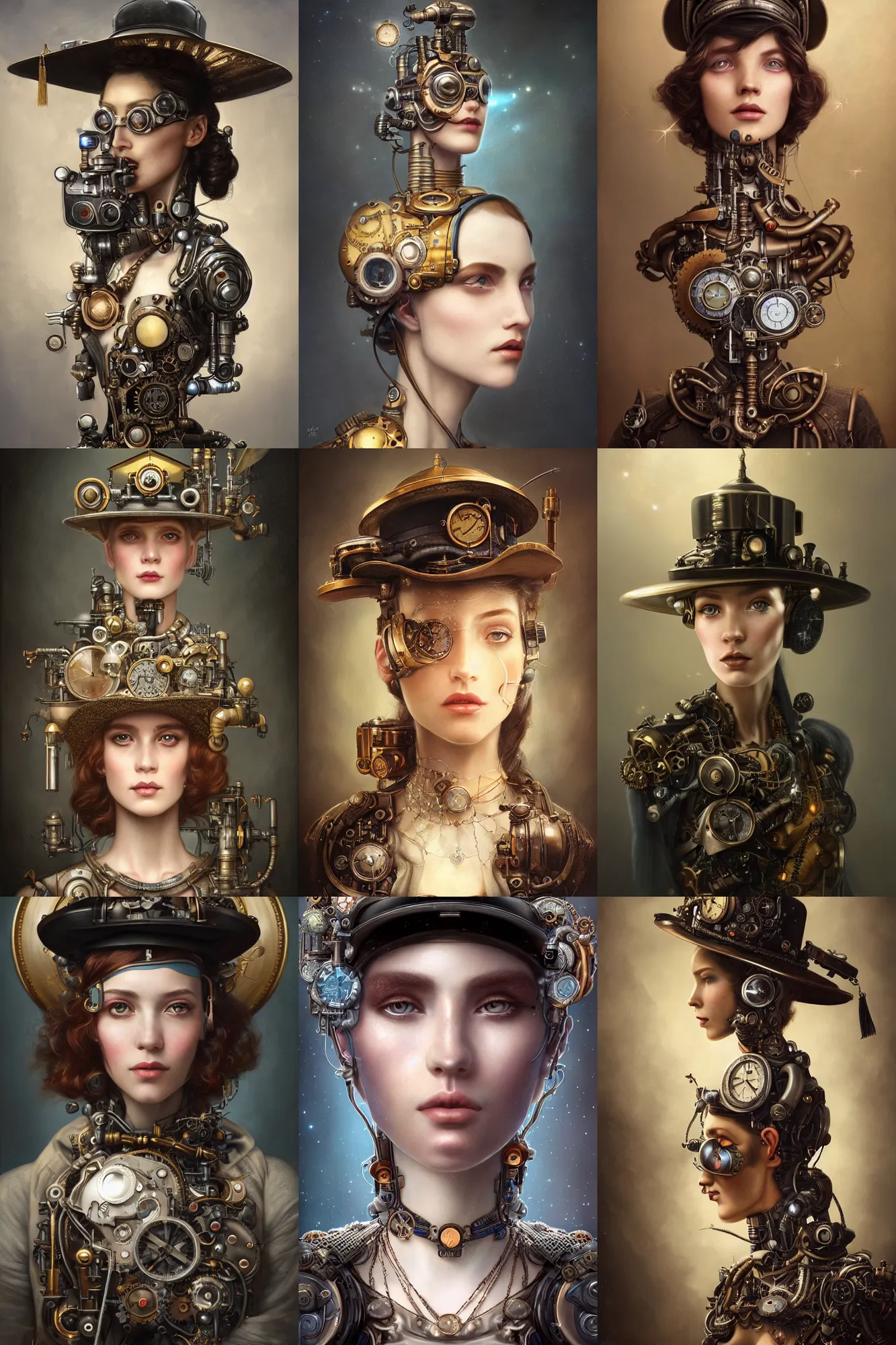 Prompt: a beautiful ultra detailed fine art portrait of a steampunk cyborg wearing a graduation hat, by tom bagshaw and anna dittman, studio lighting, golden ratio composition, 3 5 mm lens, cybernetic scifi, deep depth of field, artstation, 8 k