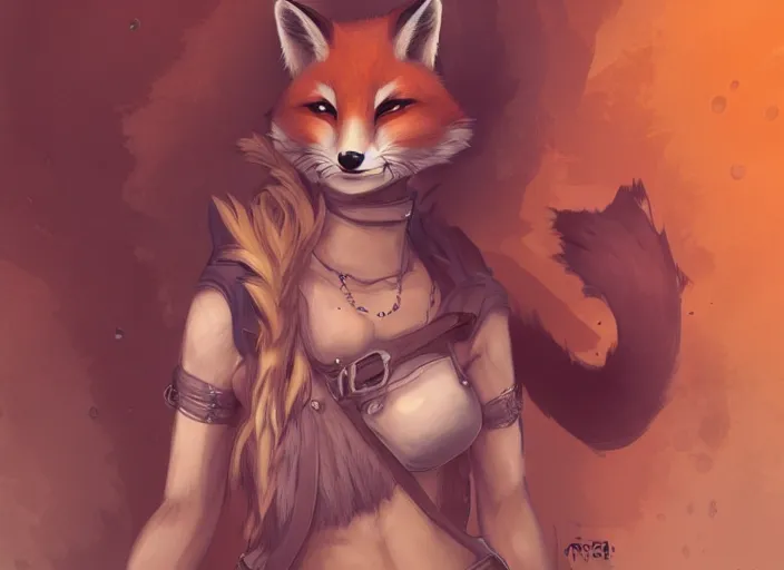 Image similar to stunningly beautiful female anthropomorphic fox character in a rock outfit character illustration by Kwon young jin trending on ArtStation, deviantart, SFW version, high detail, stylized portrait H 704