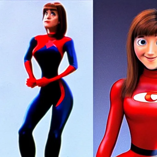 Image similar to live action young jennifer anniston as elastigirl