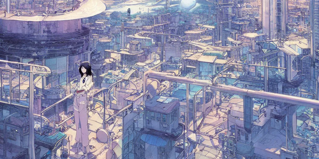 Prompt: water city, art by makoto shinkai and alan bean, yukito kishiro