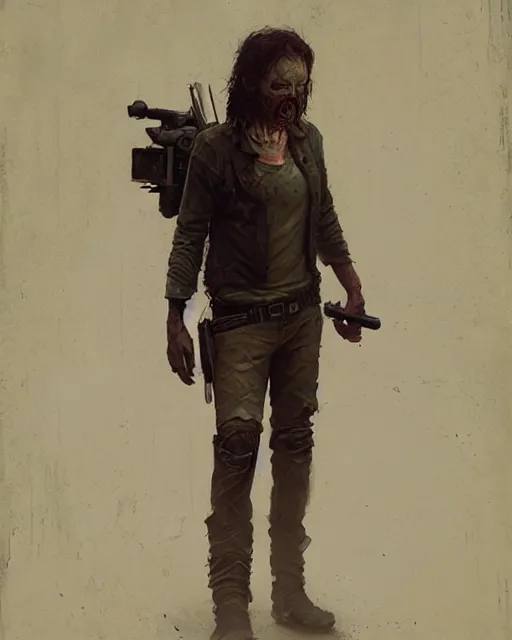 Image similar to hyper realistic photo portrait walking dead cinematic, greg rutkowski, james gurney, mignola, craig mullins, brom