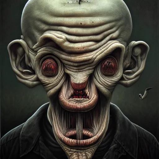 Image similar to visceral reaction to foul beings. by anton semenov, hyperrealistic photorealism acrylic on canvas