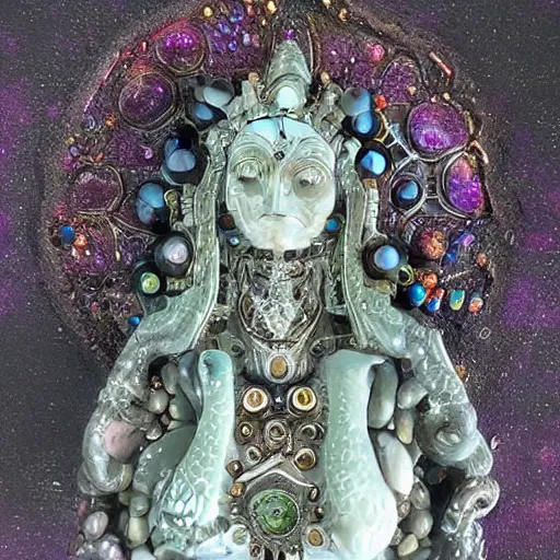 Prompt: futuristic intricate detailed sculpture of cosmic space empress grambiah, stone and glass, gorgeous