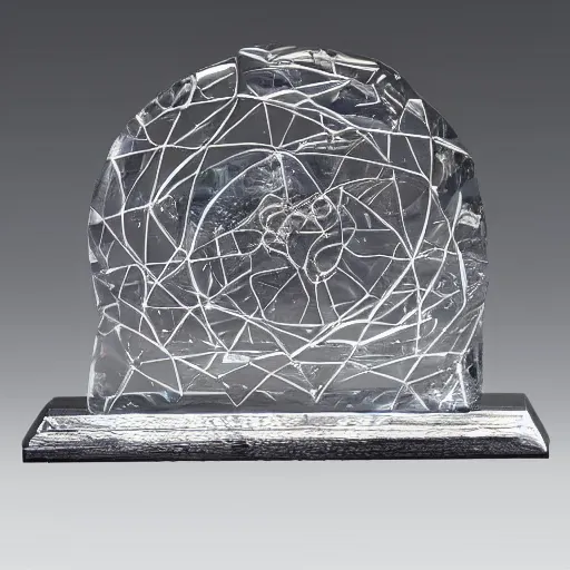 Image similar to abstract carved crystal sculpture of a galaxy