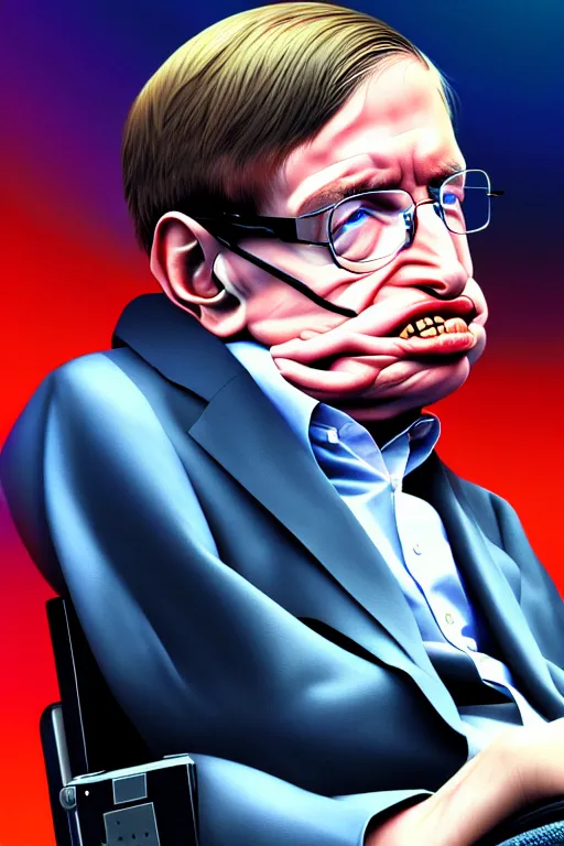 Image similar to a ultradetailed beautiful panting of stephen hawking in rocket league game, high detailed face, anatomically correct, close up, by ilya kuvshinov, greg rutkowski and makoto shinkai, trending on artstation