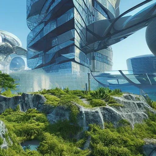 Image similar to bio-futurism,panorama,utopia,sunny,heat map,photorealistic,unreal engine