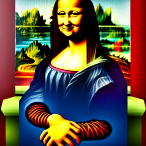 Image similar to a portrait of super mario as the mona lisa