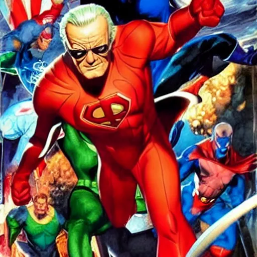 Image similar to super hero character designed by stan lee and alex ross