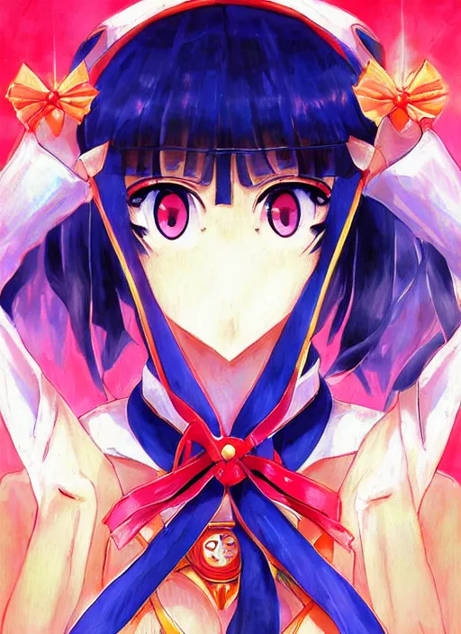 Image similar to by WLOP, By Sailor Moon, symmetrical face