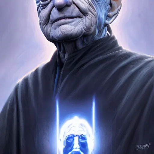 Image similar to Portrait of George Soros as the emperor palpatine from star wars, made by stanly artgerm lau, wlop, rossdraws, james jean, andrei riabovitchev ,marc simonetti