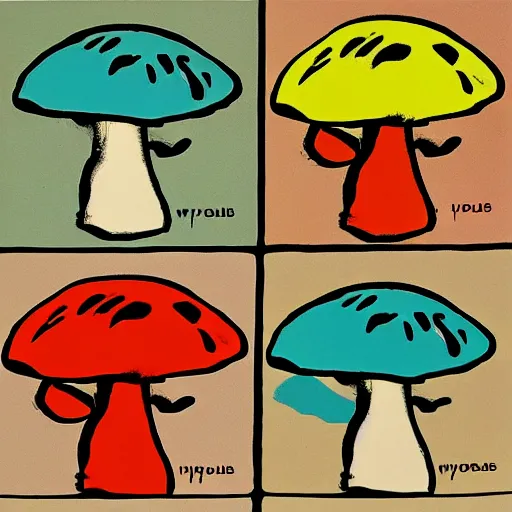 Image similar to mushrooms : : by andy warhol : :