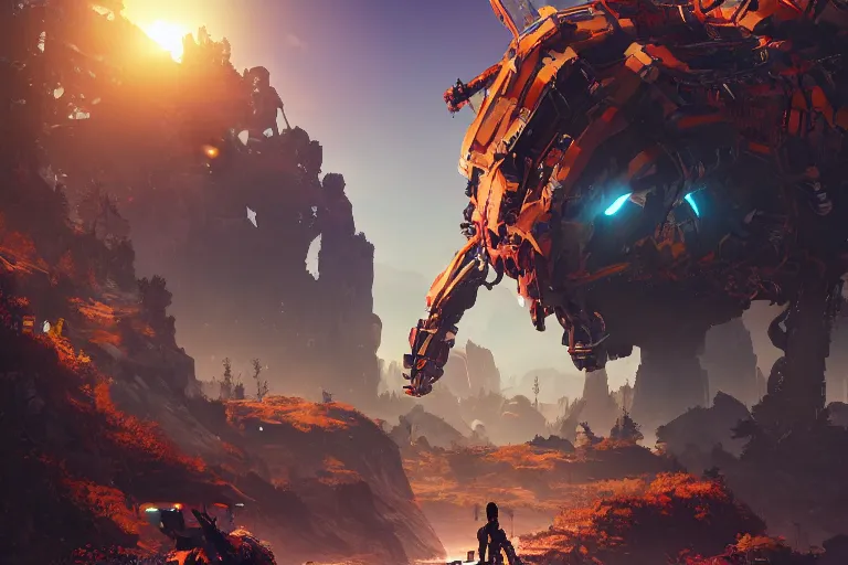 Image similar to scorcher machine mecanical creature robot of horizon forbidden west horizon zero dawn radiating a glowing aura global illumination ray tracing hdr fanart arstation by ian pesty and alena aenami artworks in 4 k