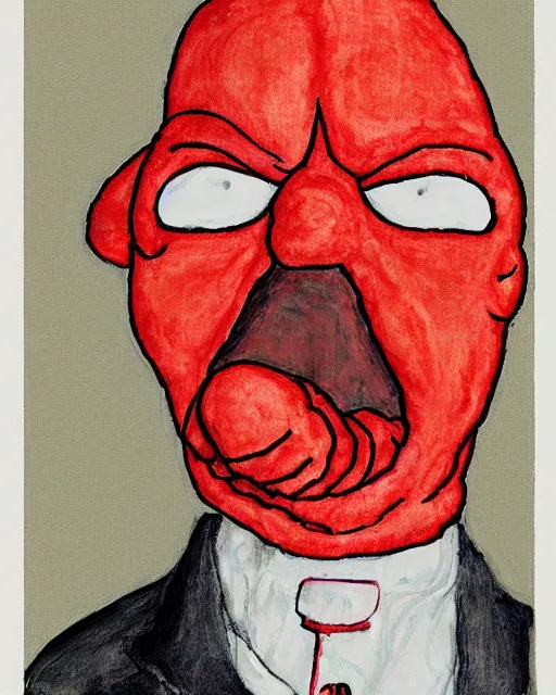 Image similar to portrait of zoidberg by egon schiele in the style of greg rutkowski