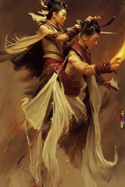 Image similar to wuxia, painting by gaston bussiere, craig mullins, j. c. leyendecker