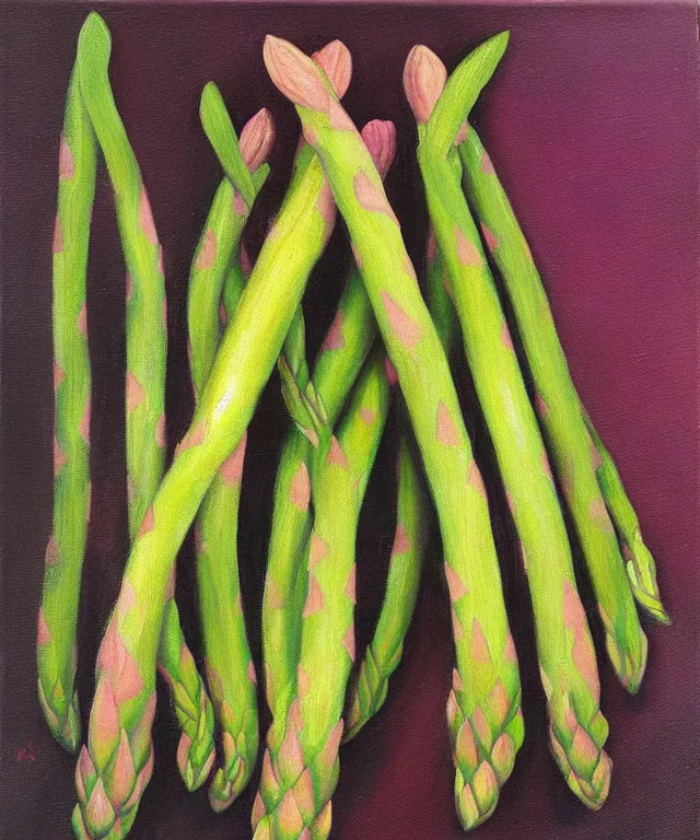 Image similar to pink asparagus, oil painting