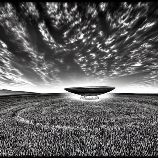 Image similar to UFO Fantasy Art taking a cow crop circle HDR