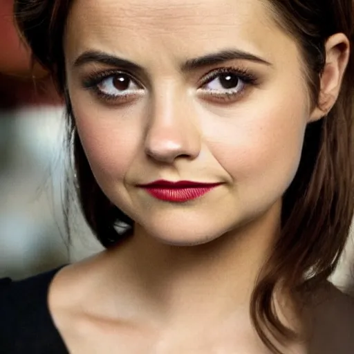 Prompt: jenna coleman with fox ears and fox facial features, furry face, close - up, headshot, detailed, symmetric