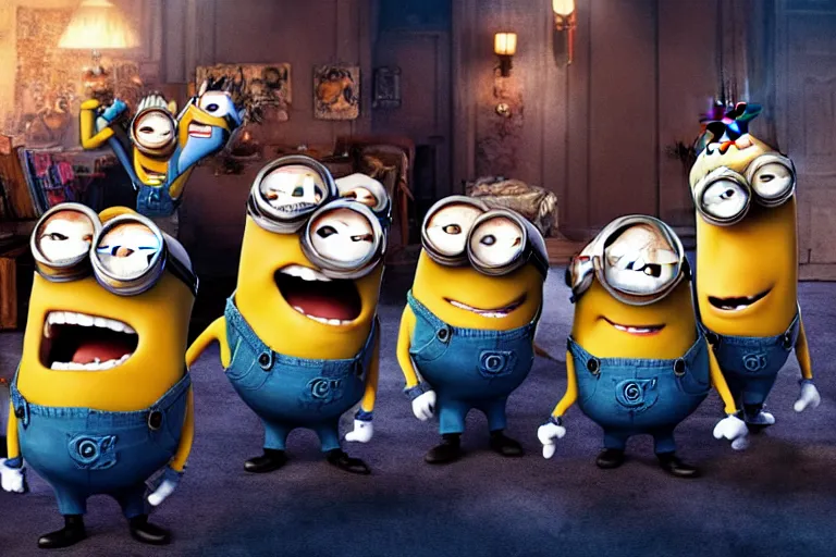 Image similar to Nicolas cage minions high resolution still film