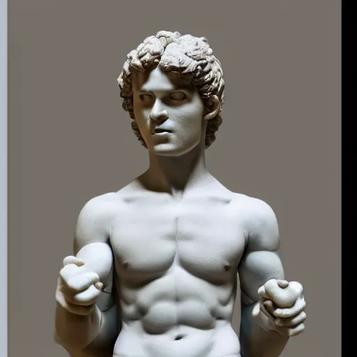 Image similar to plush toy sculpture of david by michelangelo