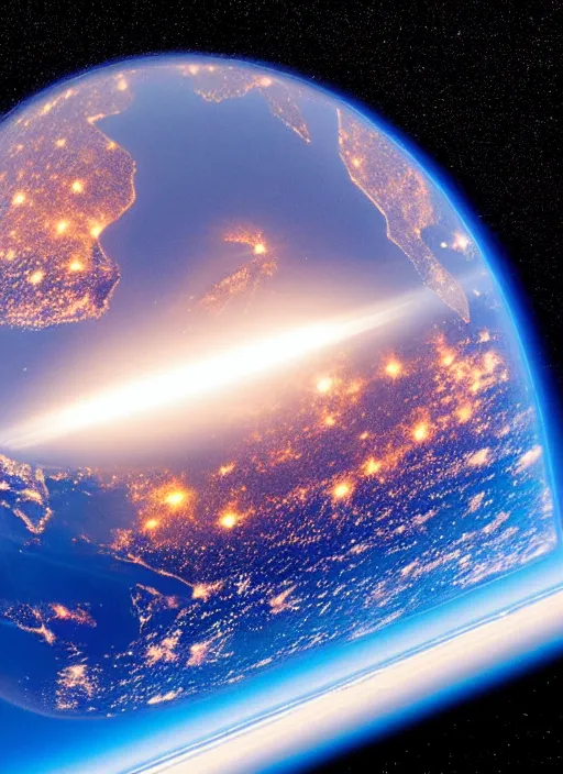 Image similar to earth as seen from the space station at nighttime