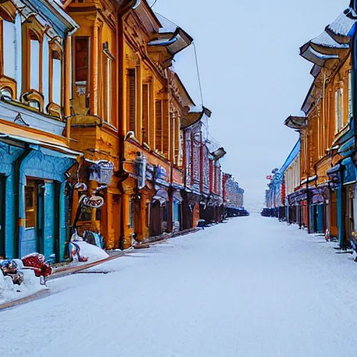 Image similar to street in Russian city Kazan in winter