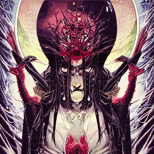 Image similar to portrait of the unseen elder vampire from wicher 3, symmetrical, by yoichi hatakenaka, masamune shirow, josan gonzales and dan mumford, ayami kojima, takato yamamoto, barclay shaw, karol bak, yukito kishiro