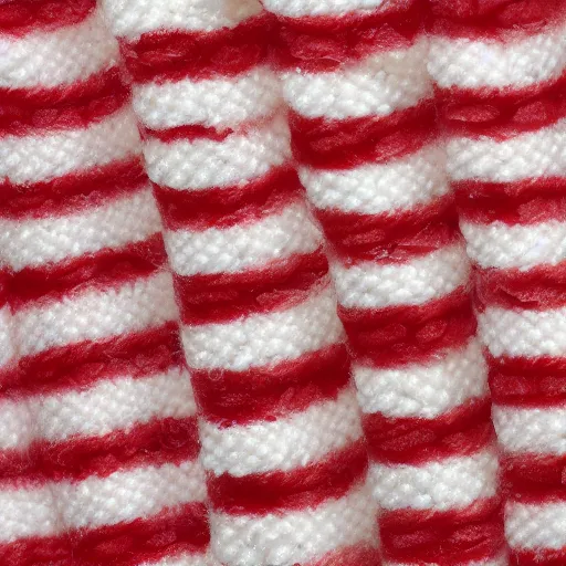 Prompt: candy cane made out of cotton,