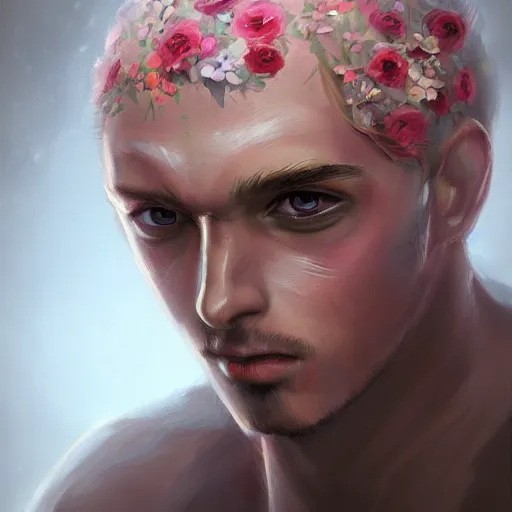 Prompt: the man with the floral eyes, internet photo, digital legend, paranormal, digital painting, ultradetailed, artstation, oil painting, ultradetailed, artstation